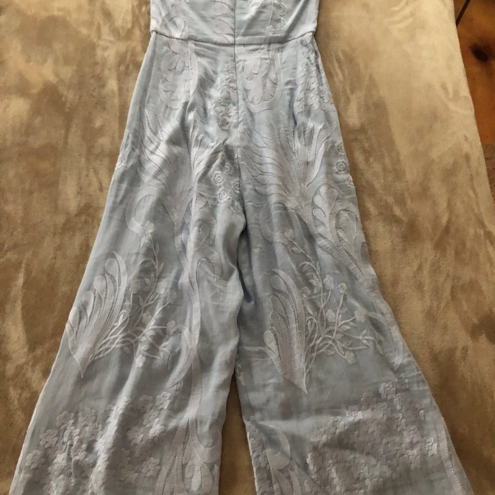 Anthropologie Aijek Blue Natalia Embroidered Jumpsuit size 2 - Picture 2 of 3